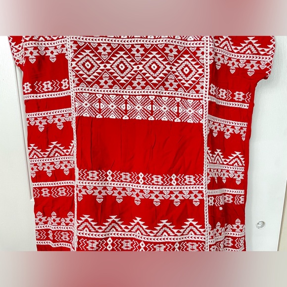 NWOT Savanna Jane Large L Red Embroidered Dress S/S Midi Boho Women’s - Picture 4 of 10